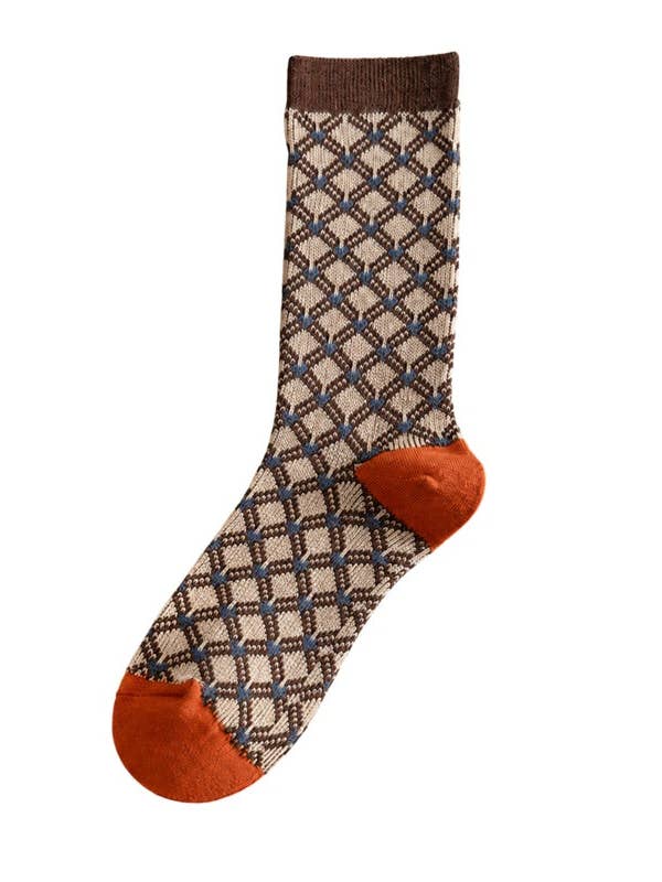 Dipped Shop Retro Geometric Jacquard Crew Socks by Dipped Shop