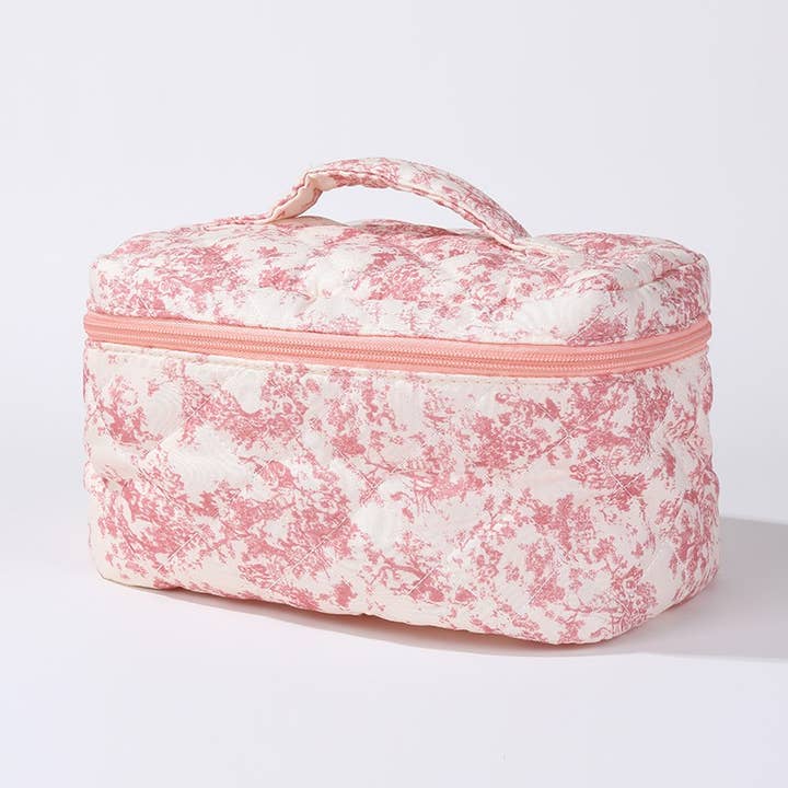 JOSSLYN by Wall to Wall Floral Quilted Makeup Cosmetic Pouch Bag | 40P627 by JOSSLYN by Wall to Wall