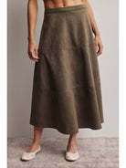 Forte Stretched Suede A-Line Midi Skirt by Forte