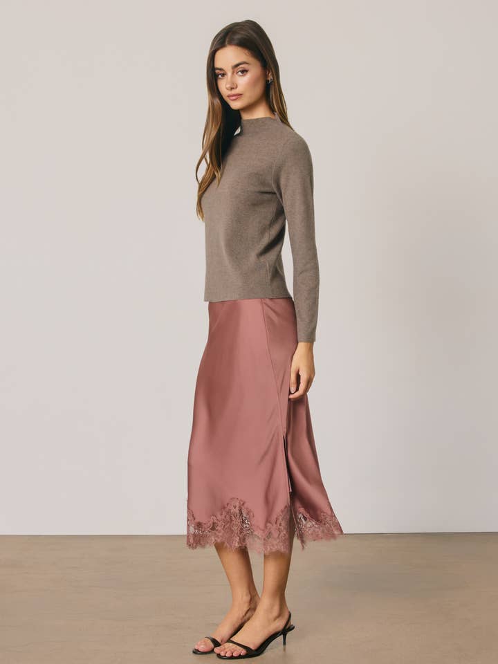 Dress Forum Satin Lace Hem Pencil Skirt by Dress Forum