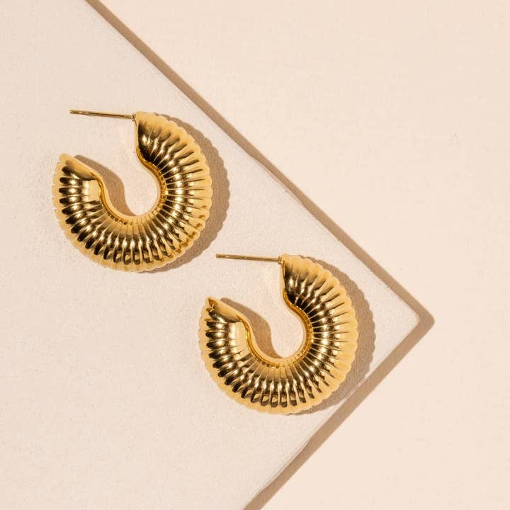 Lilla Haven 18K Gold Plated Bold Twisted Texture Stainless Steel Earring