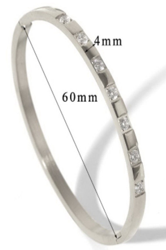 JOSSLYN by Wall to Wall 18K Stainless Steel Tarnish Free Rhinestone Bangle | 40B5146