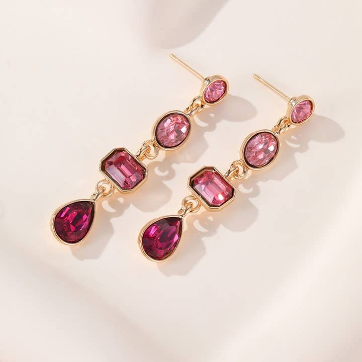 JOSSLYN by Wall to Wall 4 Tier Drop Layer Rhinestone Earrings | 40E527 by JOSSLYN by Wall to Wall