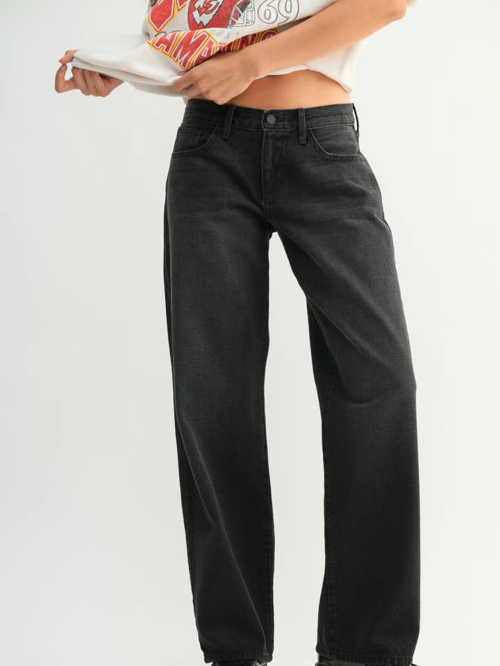 Just Black Denim Low Rise Baggy Slouch - Black