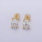 Aim Eternal 14K Gold Filled 8mm Clear Cz Oval Bezel Stud Earrings - Gold