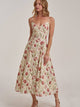 BON Romantic Tulip Print Midi Dress with Adjustable Strap by BON