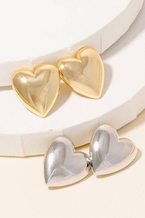 GOLDEN Gold Dipped Heart Shield Stud Earrings