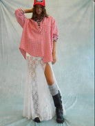 Mimosa Oversized Gingham Button Down Shirt Ruby