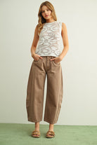 SJG Beeba Everyday Relaxed Barrel Pants in Mocha by SJG