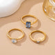 JOSSLYN by Wall to Wall Aquamarine & Moonstone Triple Band Ring Set | 80R230 by JOSSLYN by Wall to Wall