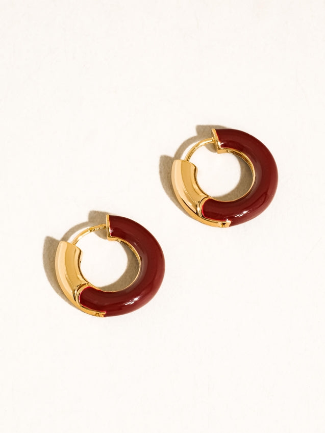 Flanerie by MAIQ Odessa 18K Gold Vintage Enamel Hoop Earrings by Flanerie by MAIQ
