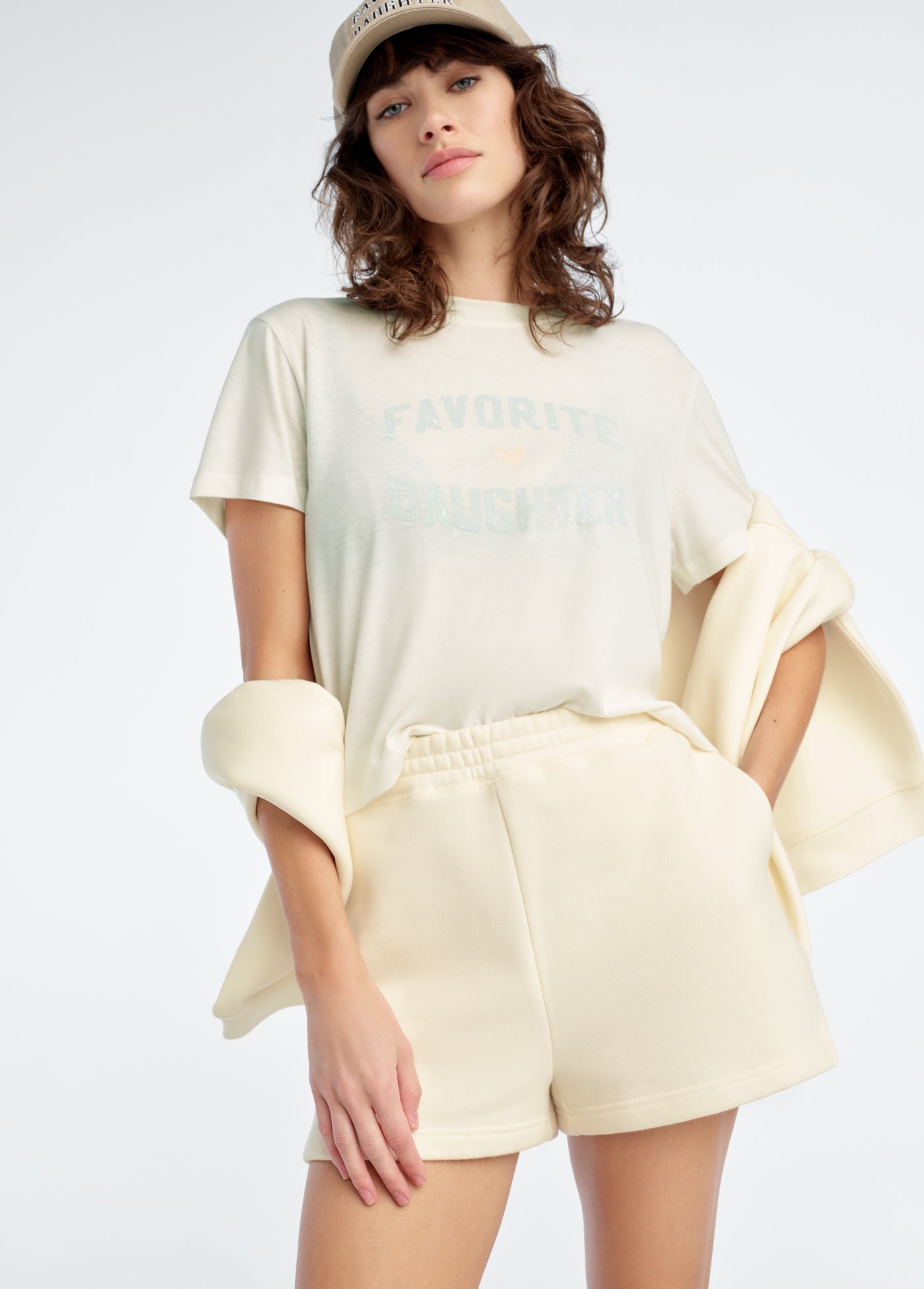 Favorite Daughter The Cropped Favorite Daughter Tee Gardenia Light Sage
