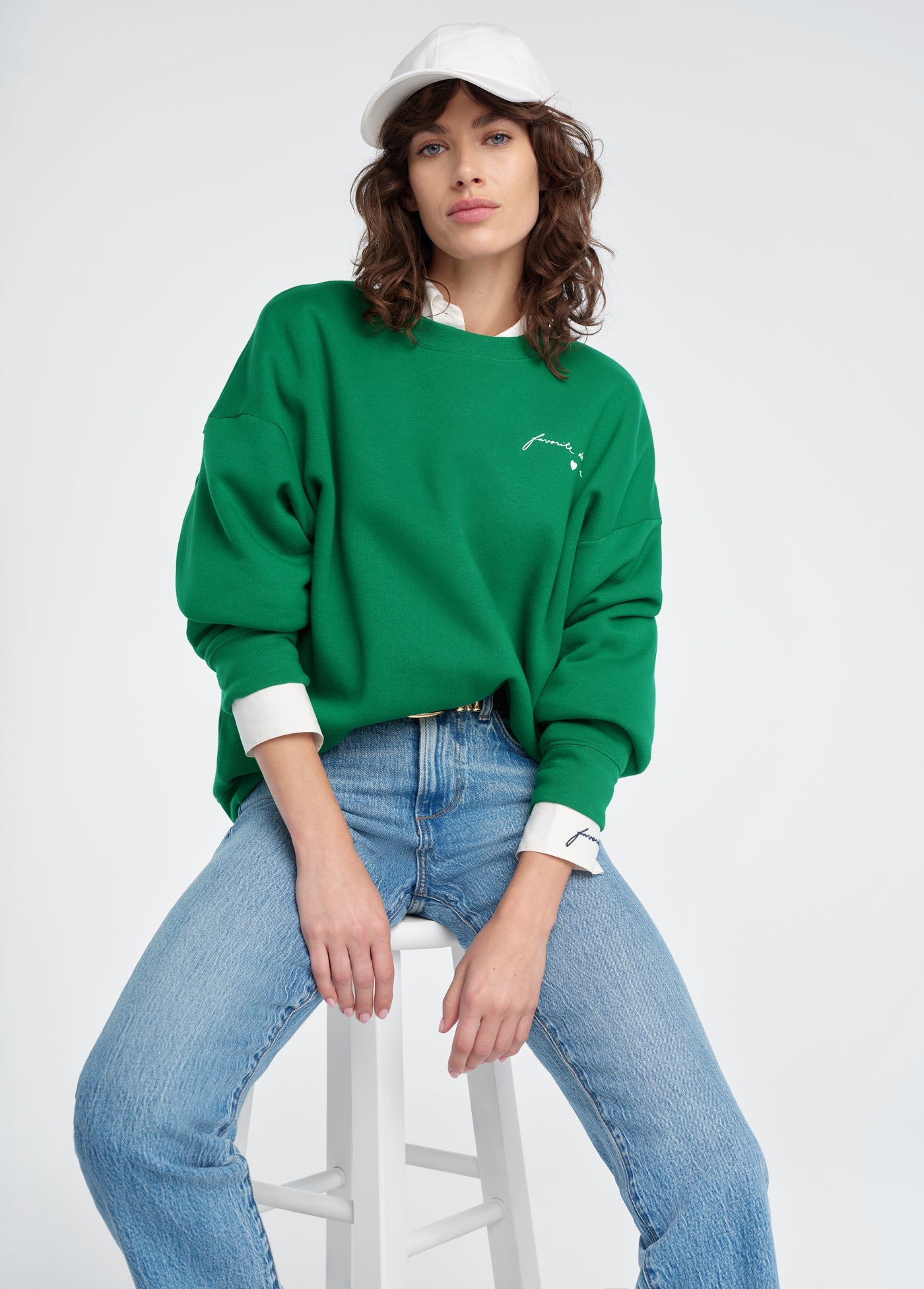 Favorite Daughter Signature Chest Logo Sweatshirt Emerald