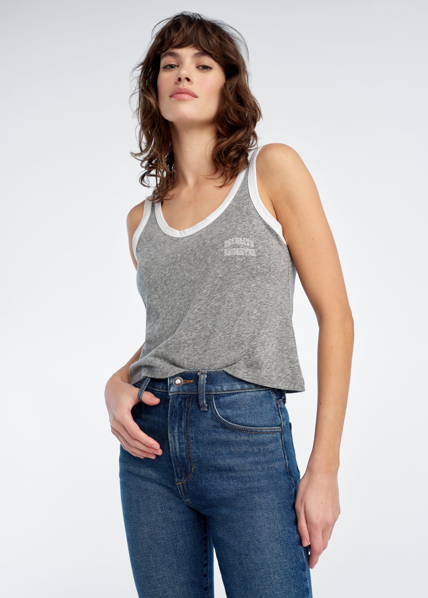 Favorite Daughter The Favorite Daughter Ringer Tank Grey