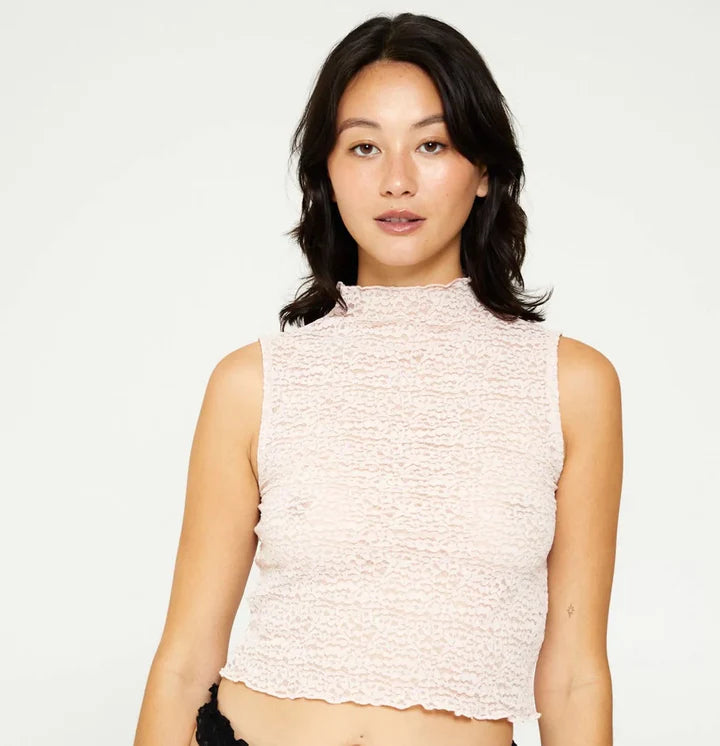 Find Me Now Crepe Mesh Tee Sesami