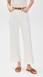 Good American Soft Tech Good Skate Wide Cropped Jeans in Cloud White001 - Cloud White001