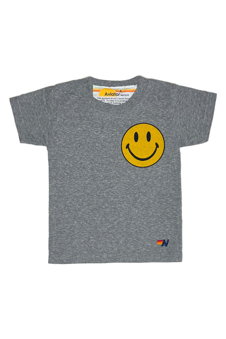 Aviator Nation Kids Tee - Smiley 2 Heather Grey