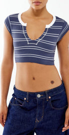 BDG Going For Gold Top Navy Stripe