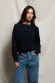 perfectwhitetee Ziggy Inside Out Fleece Long Sleeve Crewneck Sweatshirt Navy