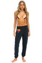 Aviator Nation Rainbow Heart Stitch Sweatpants Charcoal