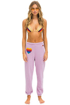 Aviator Nation Rainbow Heart Stitch Sweatpants Mauve