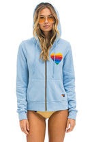 Aviator Nation Rainbow Heart Stitch Zip Hoodie Ice