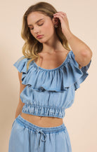 Sadie & Sage It's Pouring Wide Ruffle Neckline Top