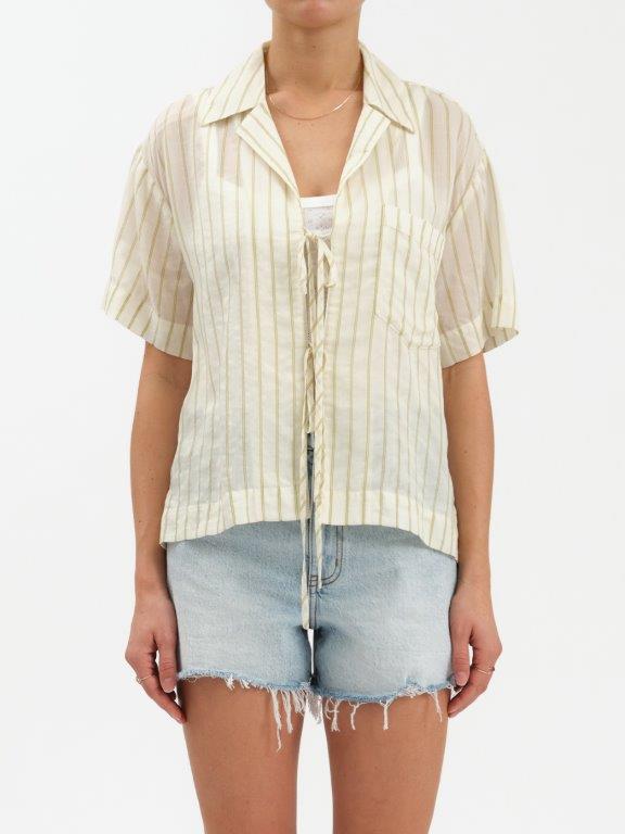 Daze Denim Buttercup Tie Front Shirt - Sunnyside Stripe
