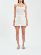 Daze Denim Malibu Mid Waist Mini Skirt In Swan Vintage - Swan Vintage