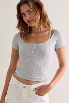 Free People So Soft SMLS Henley in Heather Grey