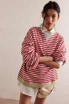 Free People Classic Striped Crew Cherry Combo