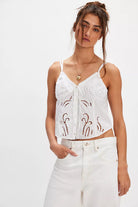 Free People Sweet Sammi Eyelet Top Lucient White