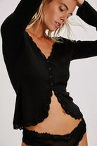 Free People Big Love Cardi Black
