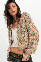 Free People Flea Market Cardigan Neon Sand