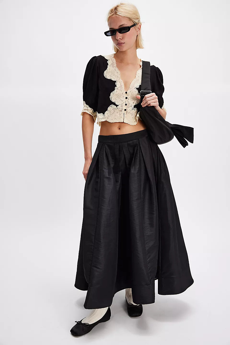 Free People Emilia Full Skirt Black