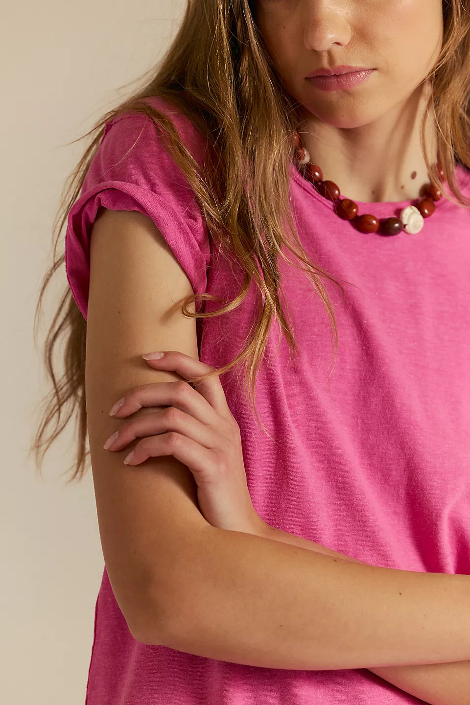 Free People Nova Tee Hibiscus Pink