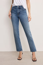 Good American Soft Tech Good Legs Straight Jeans in Indigo855