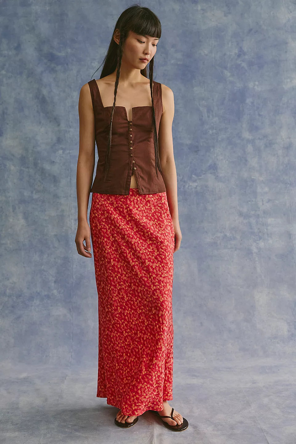 Free People Bonita Printed Maxi Rosewood Combo