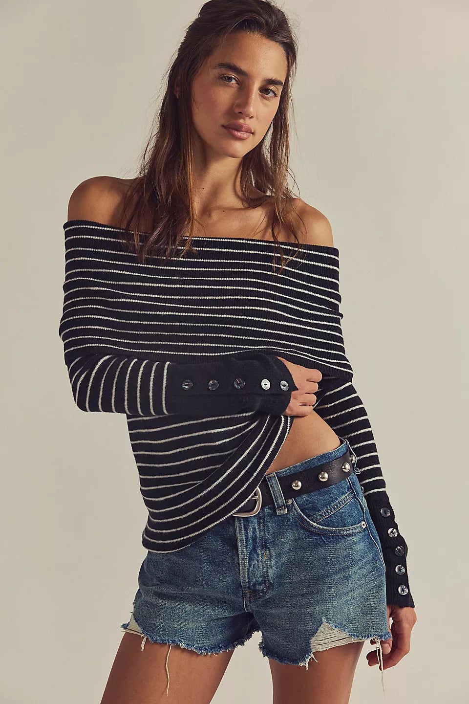 Free People Evergreen Sweater Black and WHite